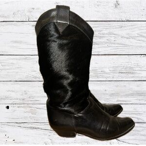 Vintage Black leather and pony hair, cowboy boots Women’s Size 5